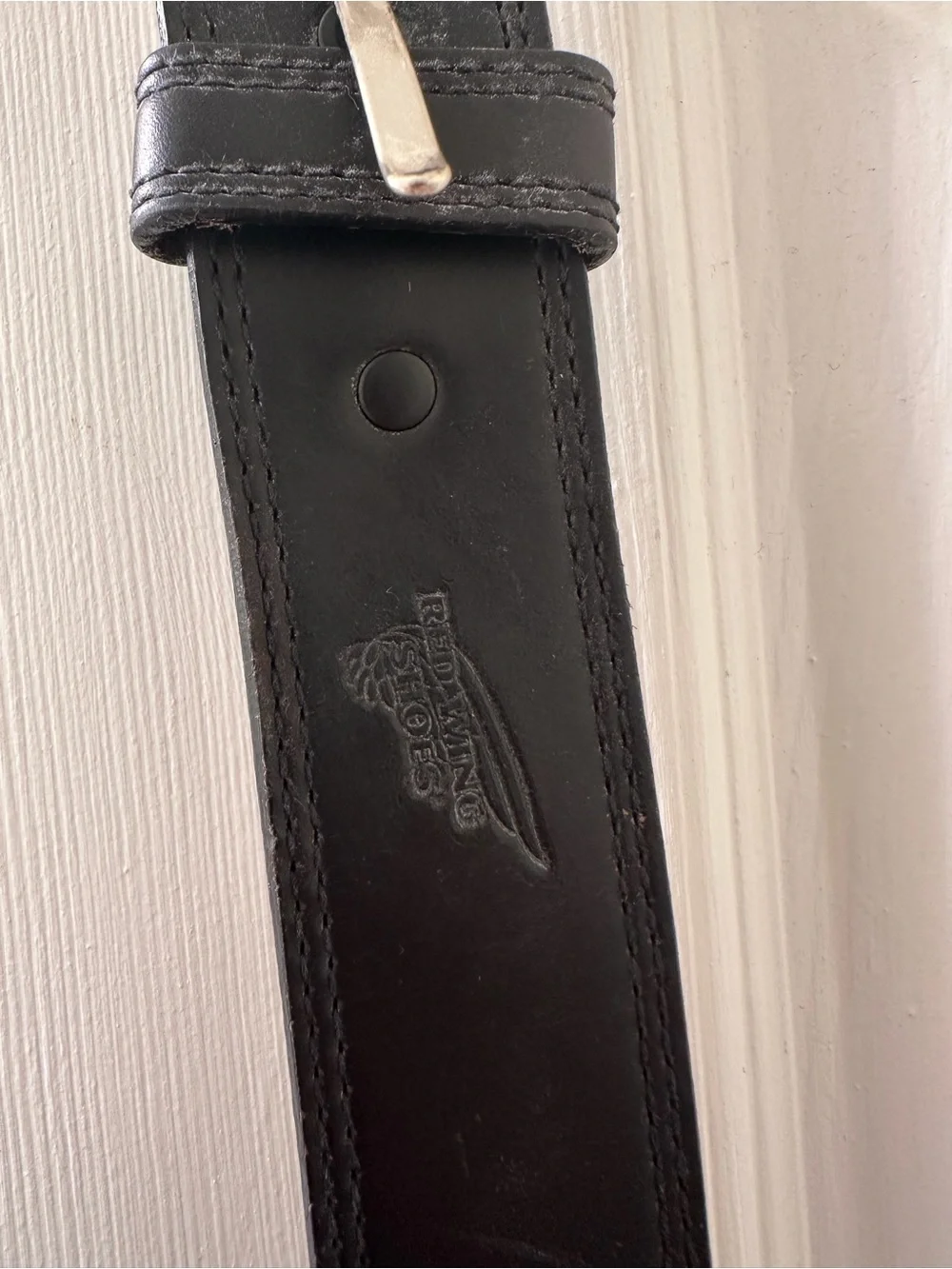 Red Wing Black Leather Men’s Belt with Silver Buckle